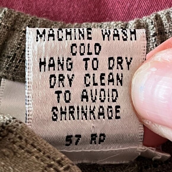 Eileen Fisher Check Print Straight Leg Pant Taupe Black Small Vintage 8 Rayon - Picture 7 of 7